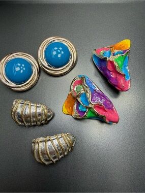 Colorful Statement Clip-On Earrings lot - Bright Multicolor #351UE